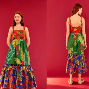 NWT! FARM RIO --  MIXED PRINTS MIDI DRESS